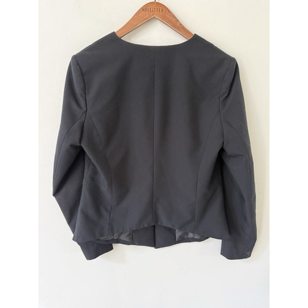 Trouve Womens Open Front Blazer Jacket Size L Black Career Office Workwear - Picture 3 of 11
